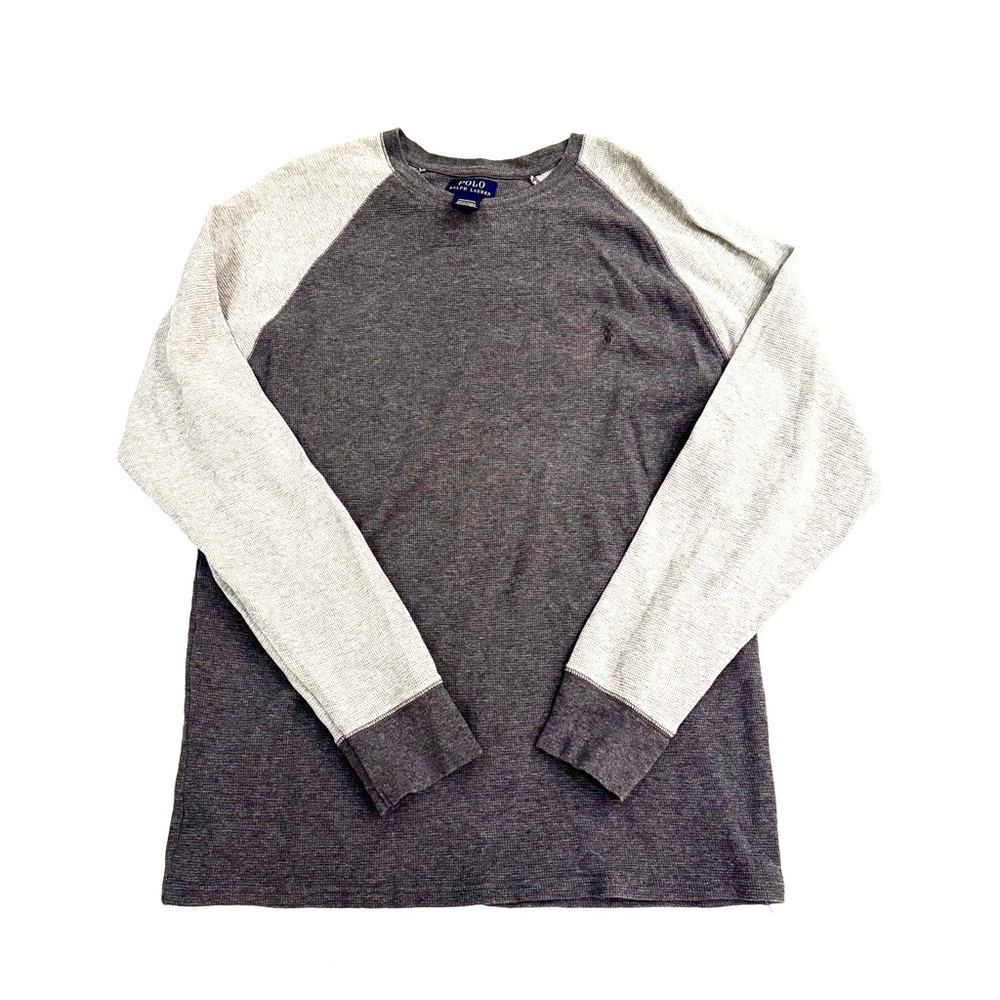 Polo Ralph Lauren Dark/Light Gray Raglan Long Sleeve waffle knit Tee